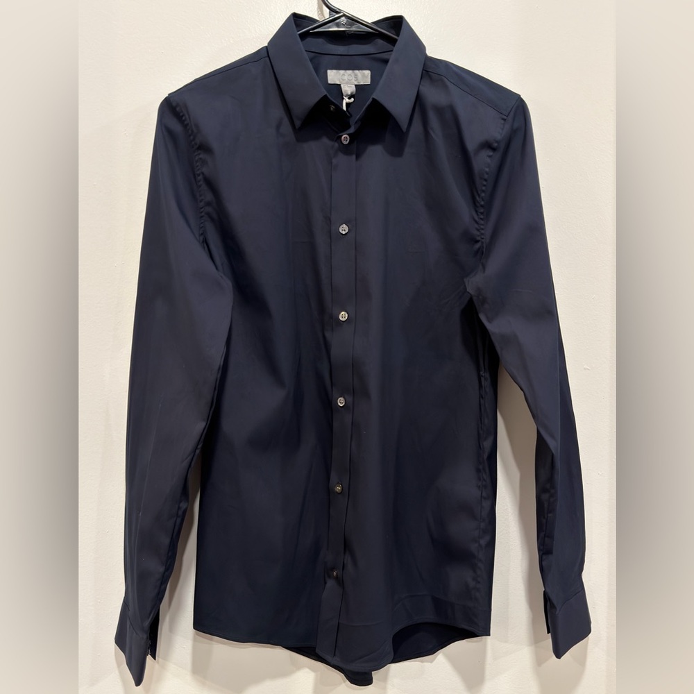 COS Men's Dark Blue Button Down Shirt